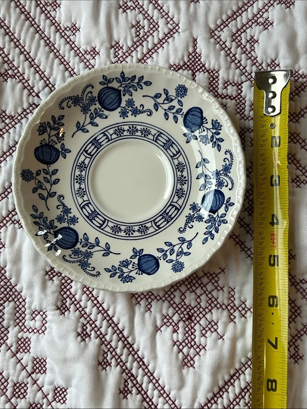 Vintage Enoch Wedgwood Blue Heritage/Blue Onion Saucers Set of 2